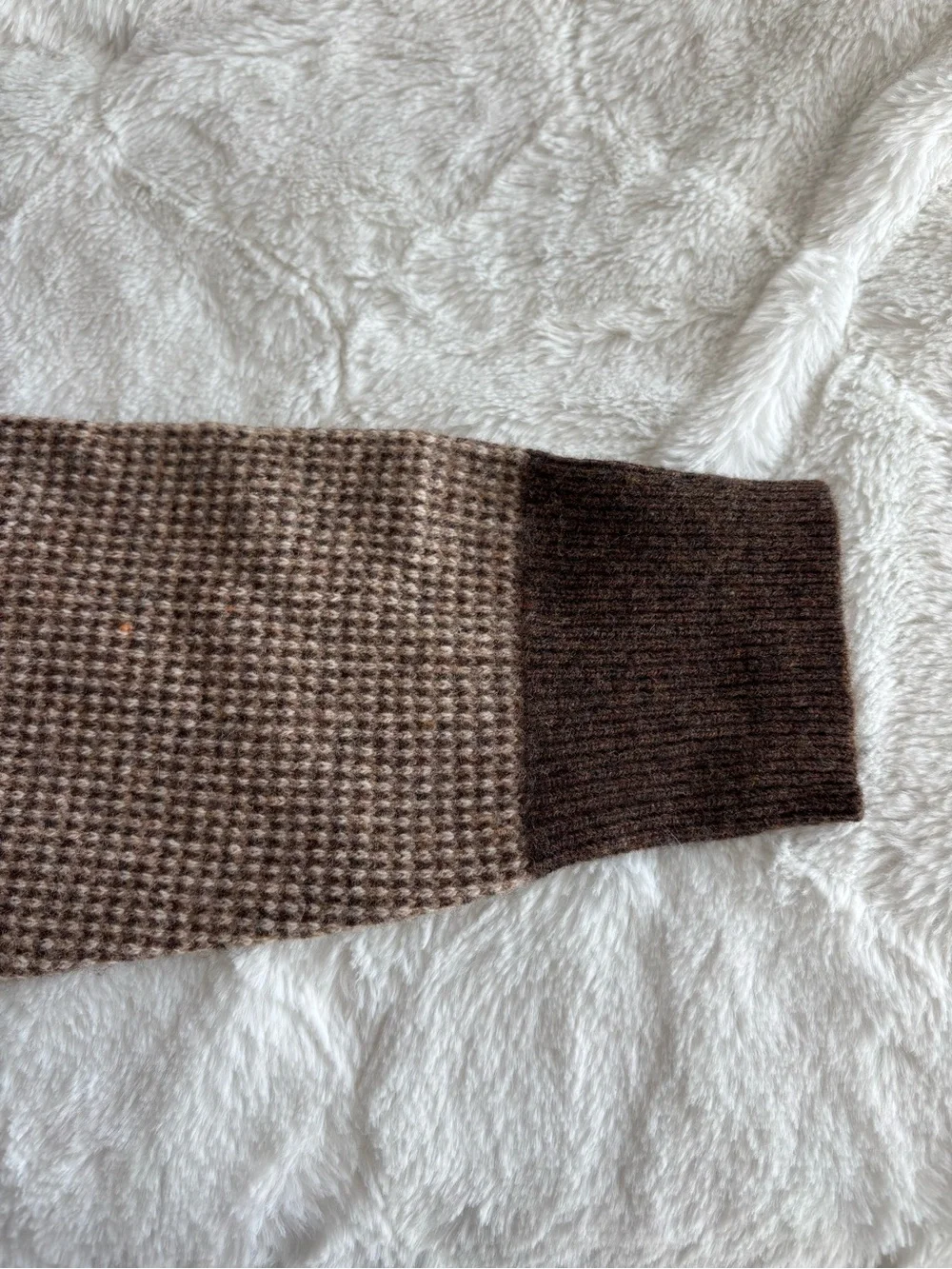 J. Crew Rugged Merino Wool Bird's-Eye Tipped Sweater Men’s Medium Brown Cozy